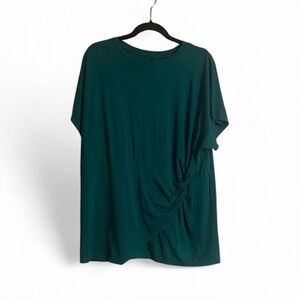 Ava & Viv Twist Front Top Sz 1XL Short Sleeves Knotted Wrap Closet Staple Casual